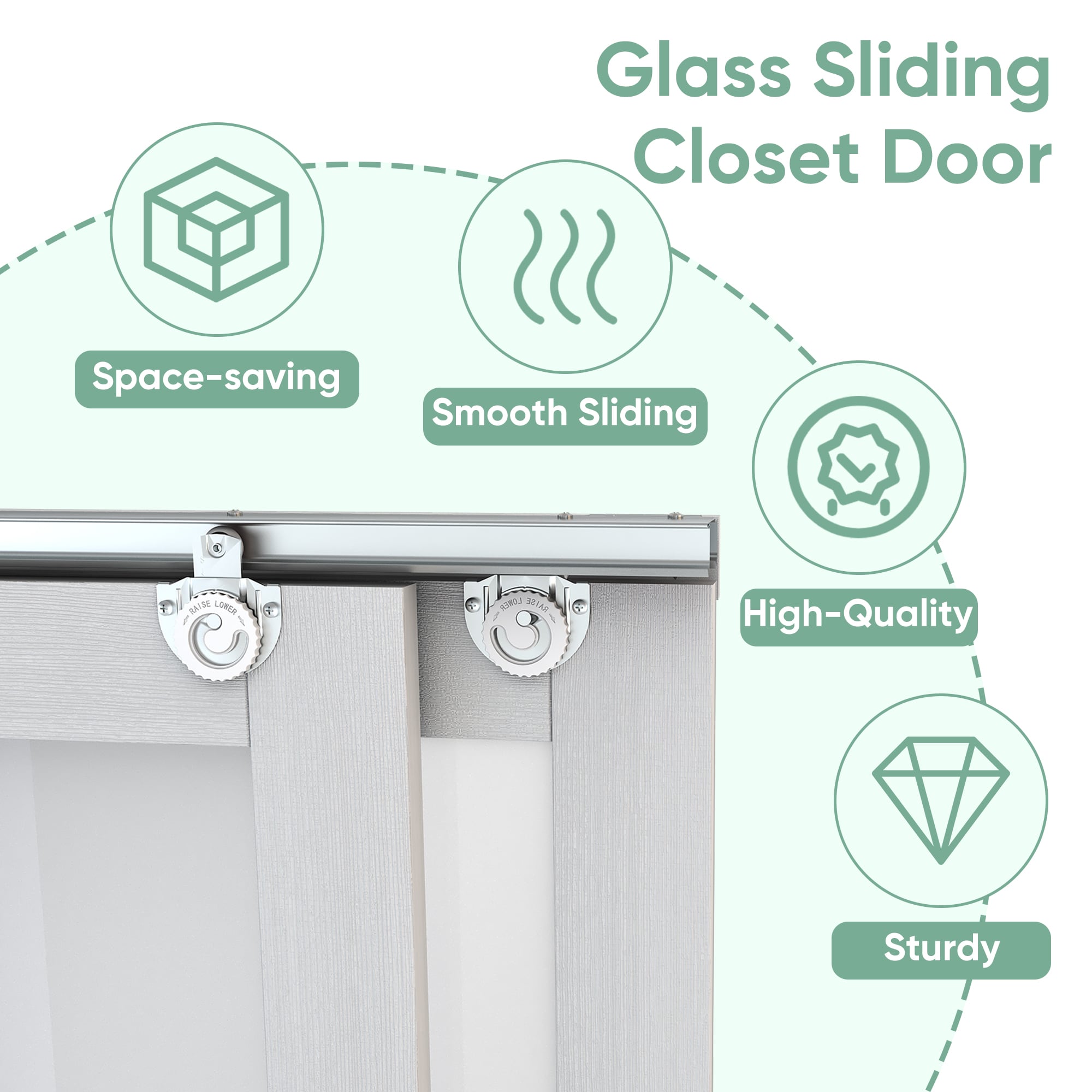 60'' X 80'' 1-Lite Tempered Frosted Glass Wood Double Bypass Sliding Closet Doors With Installation Hardware Kit_voghion.com